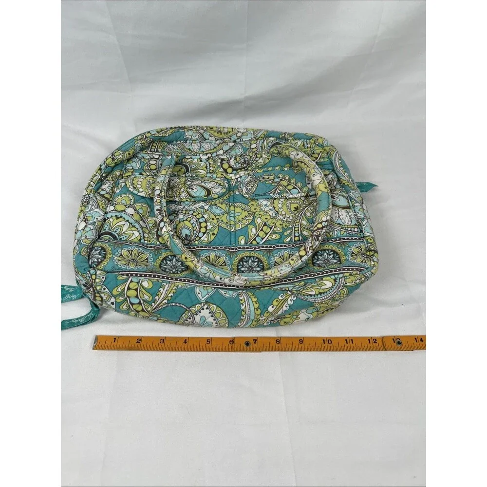 Vera Bradley Retired Small Bowler Bag Peacock Garden Paisley Teal Green 2007